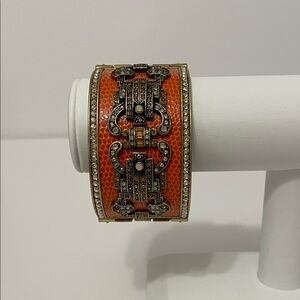 Heidi Daus Vintage “Denim and Deco” Orange Cuff Bangle
